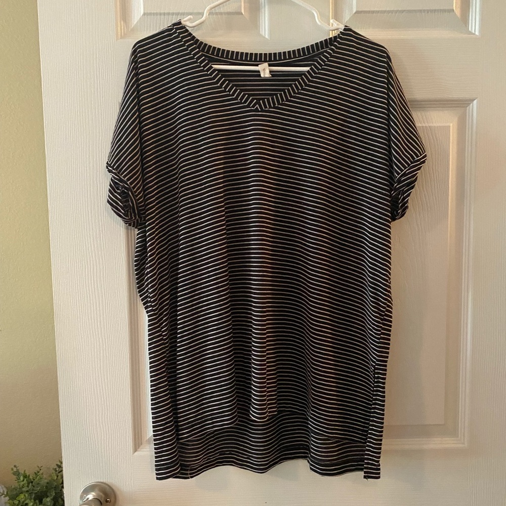 Black & White Striped Casual Top